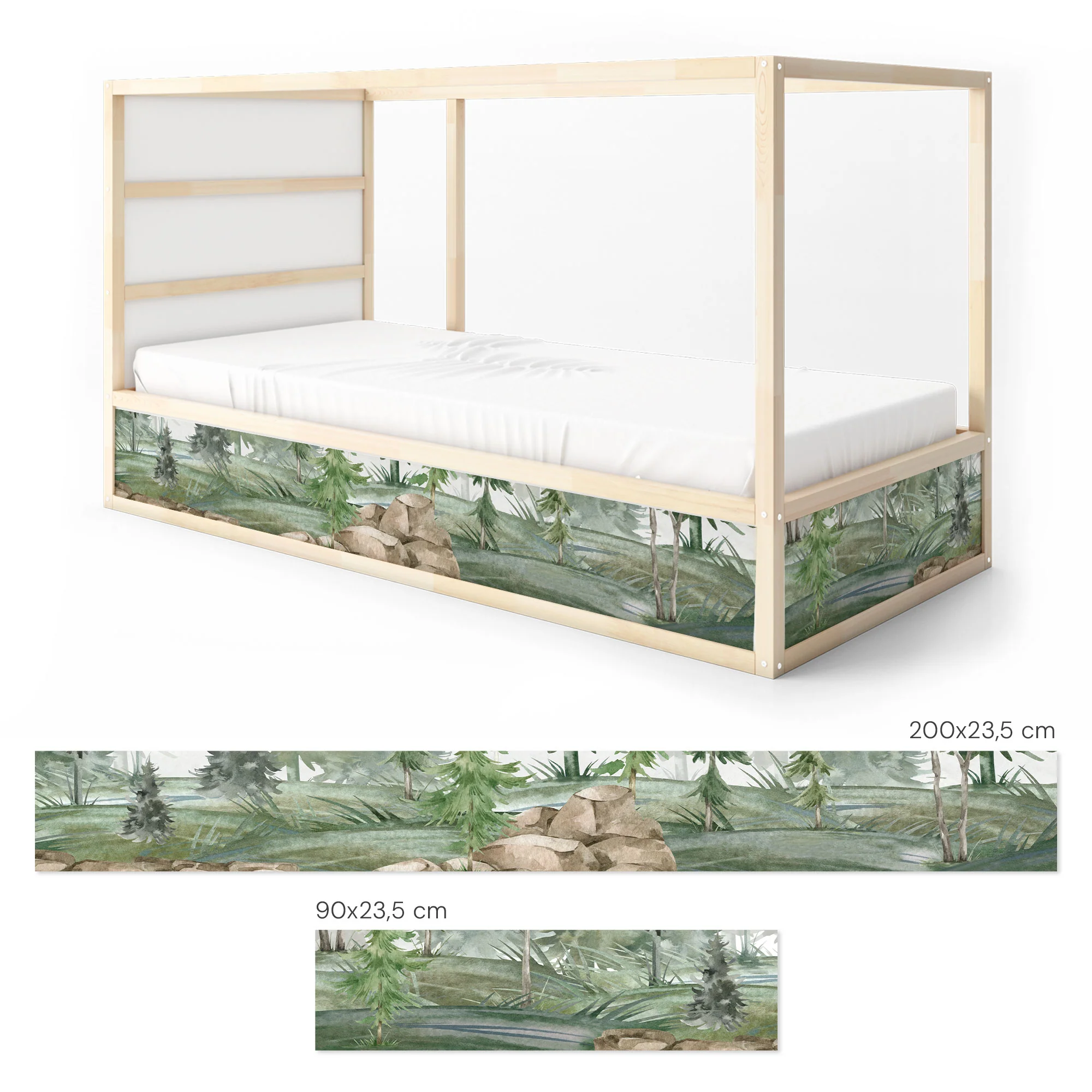 Bettaufkleber Set für IKEA Kura - Tannenwald Aquarell - Image 7