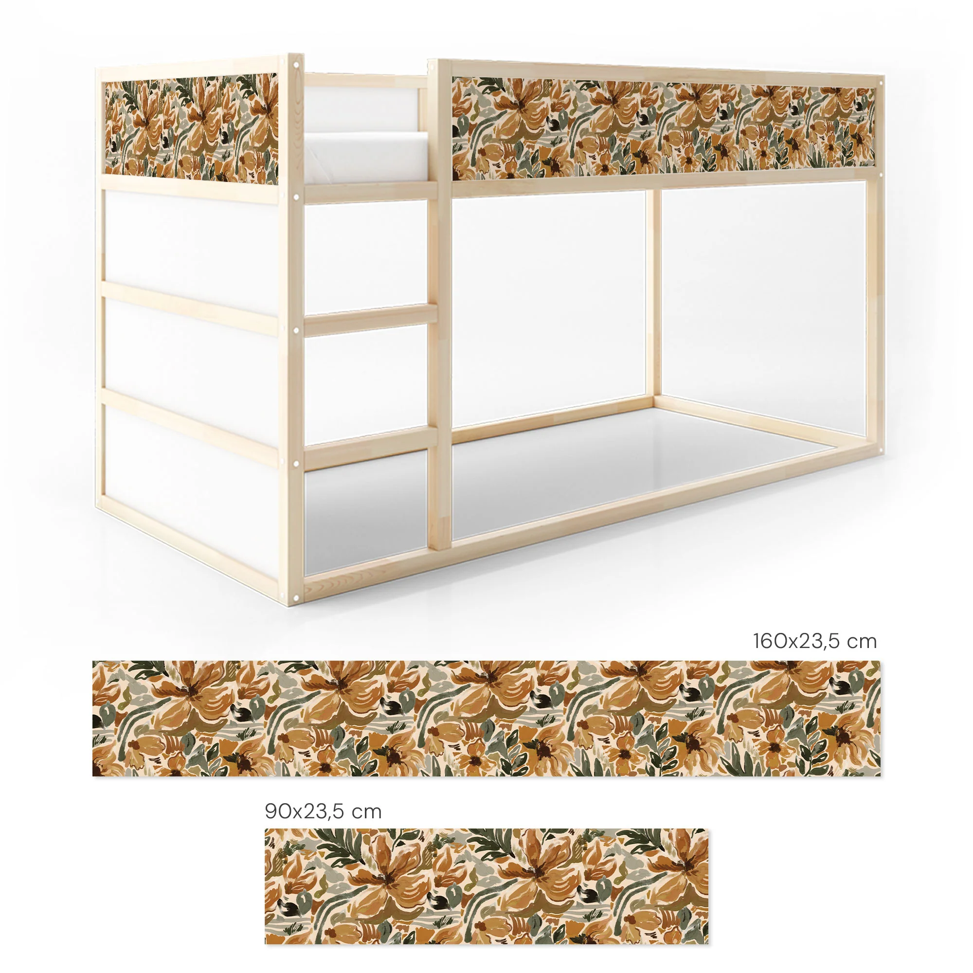 Bettaufkleber Set für IKEA Kura - Vintage Blütenmalerei - Image 6