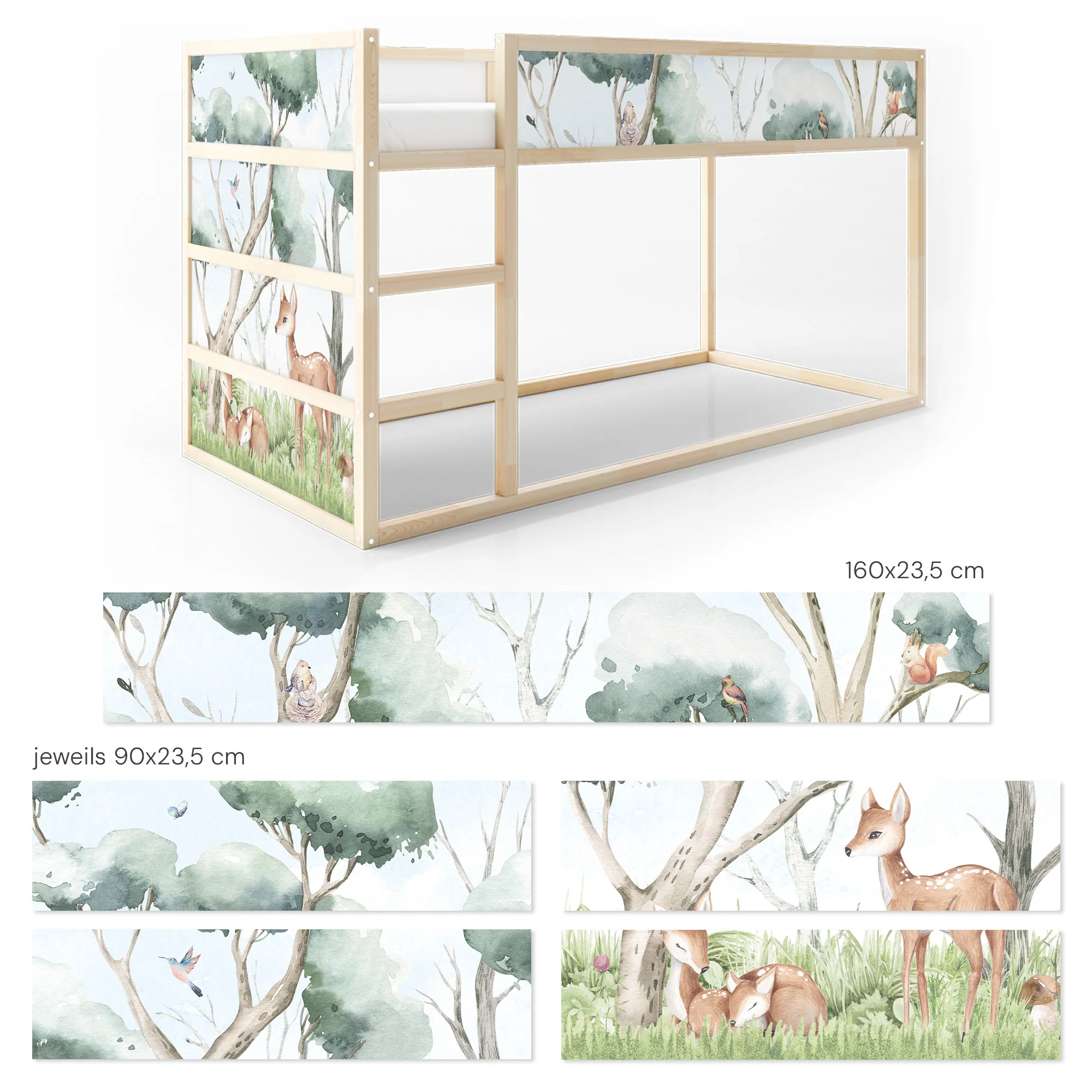 Bettaufkleber Set für IKEA Kura - Waldtiere Landschaft - Image 6