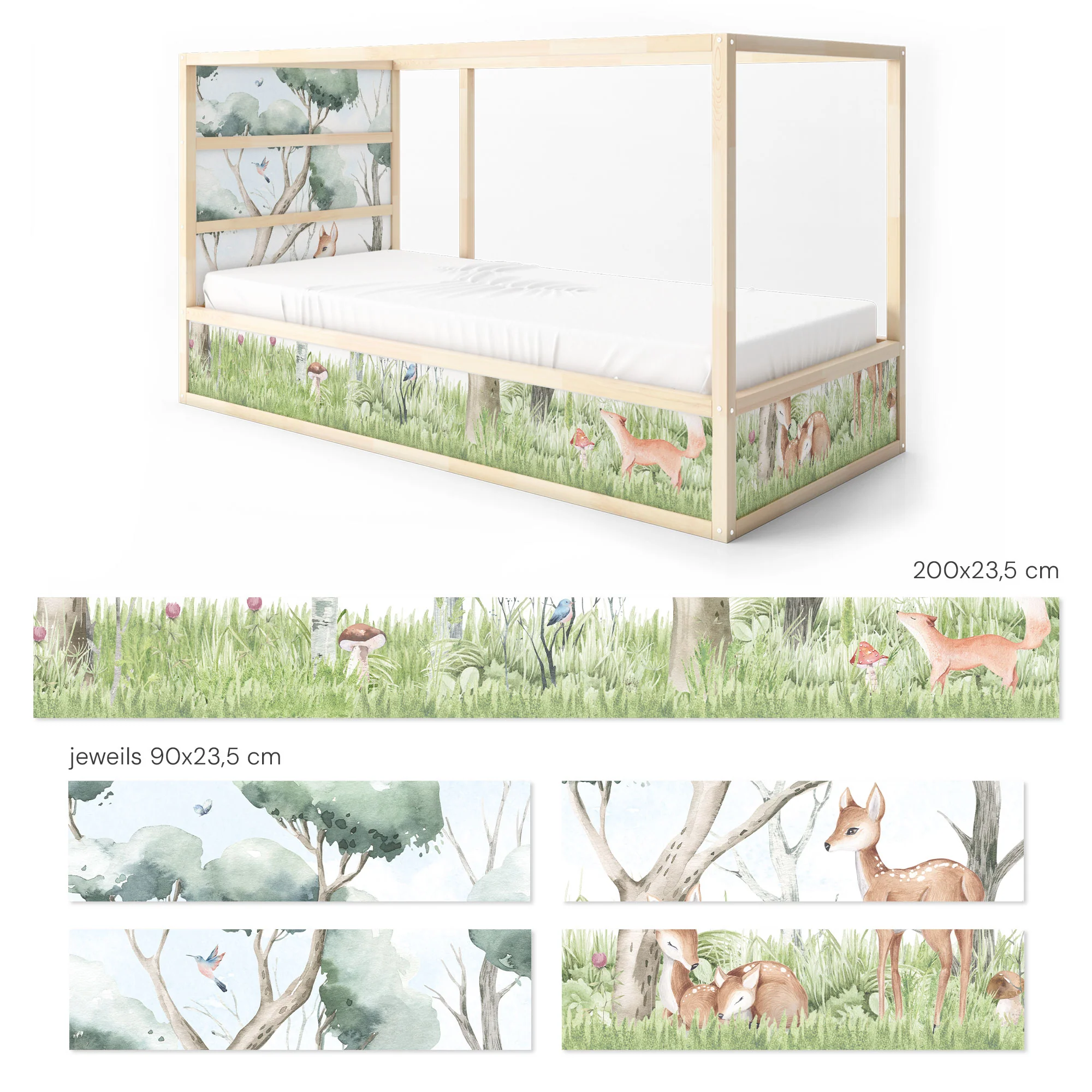 Bettaufkleber Set für IKEA Kura - Waldtiere Landschaft - Image 8
