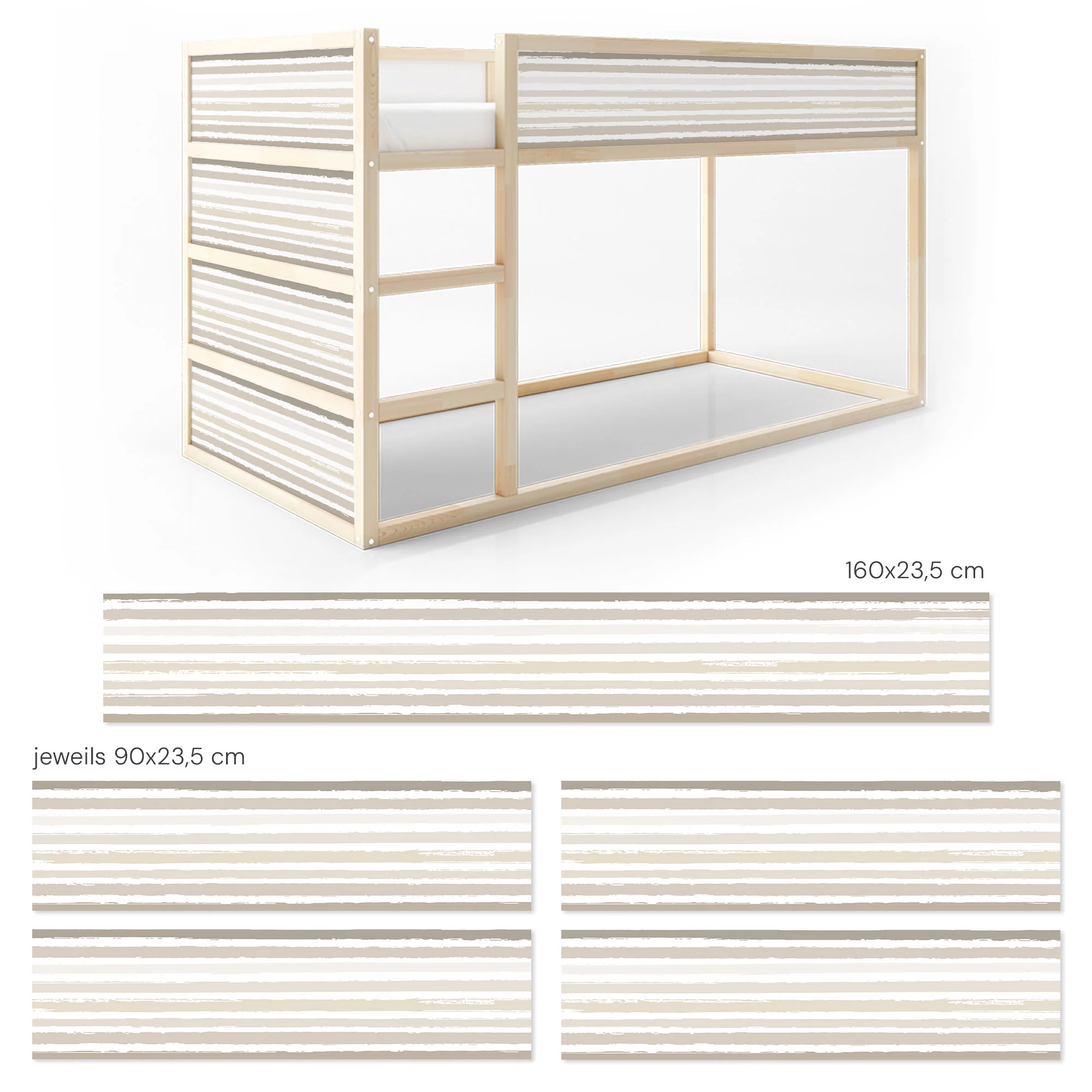 Bettaufkleber Set für IKEA Kura - Aquarell Streifen - Image 8