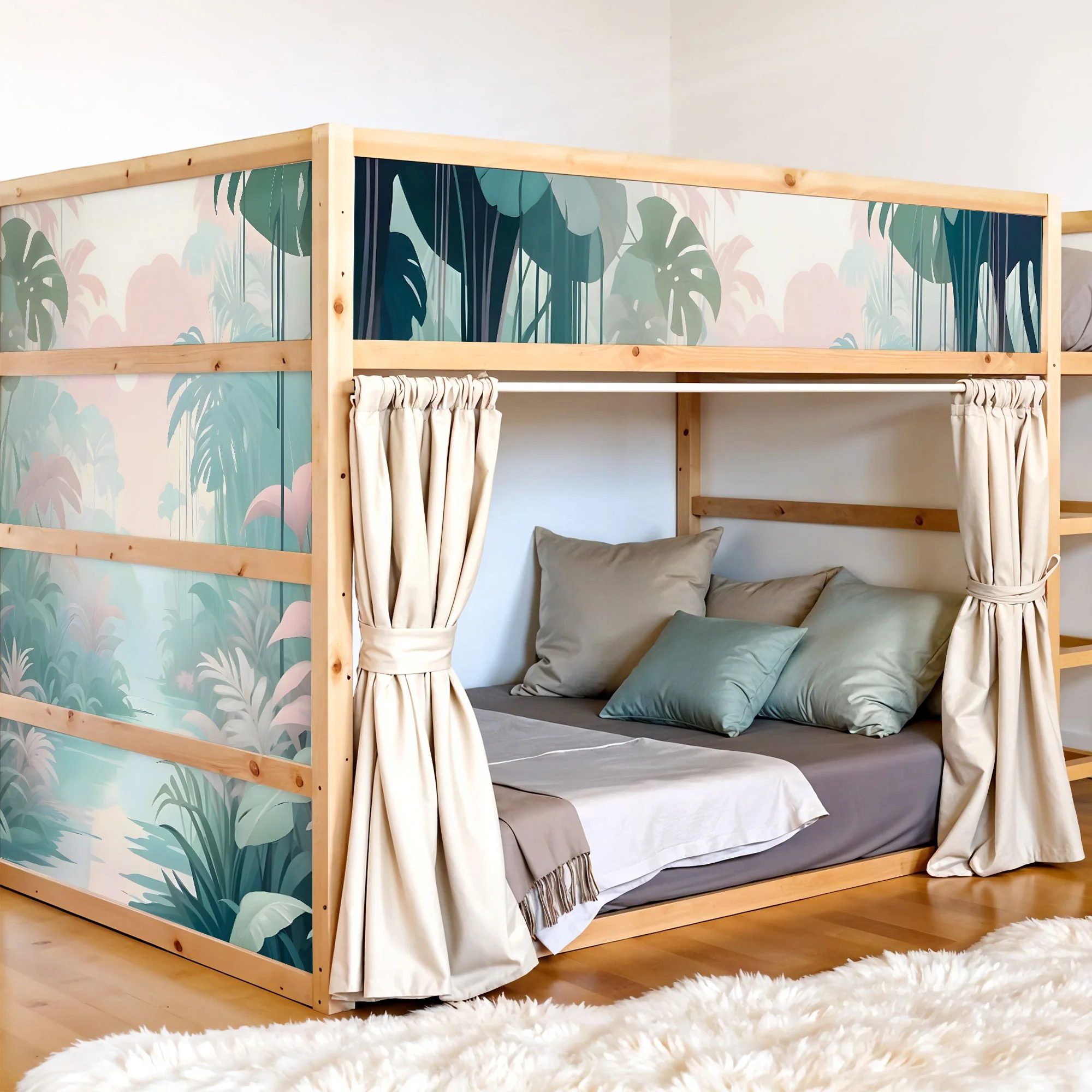 Bettaufkleber Set für IKEA Kura - Dschungel Pastell - Image 3