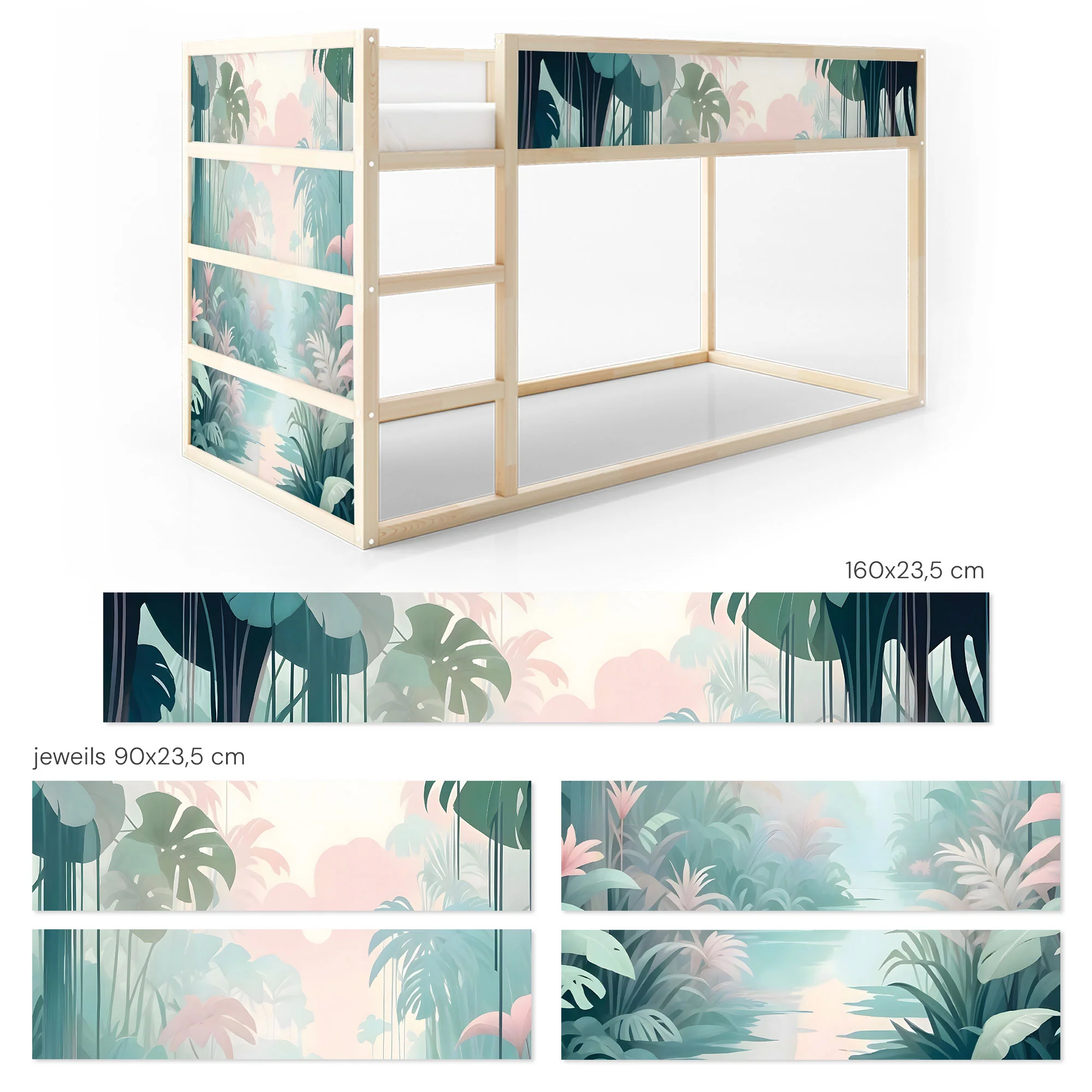 Bettaufkleber Set für IKEA Kura - Dschungel Pastell - Image 8