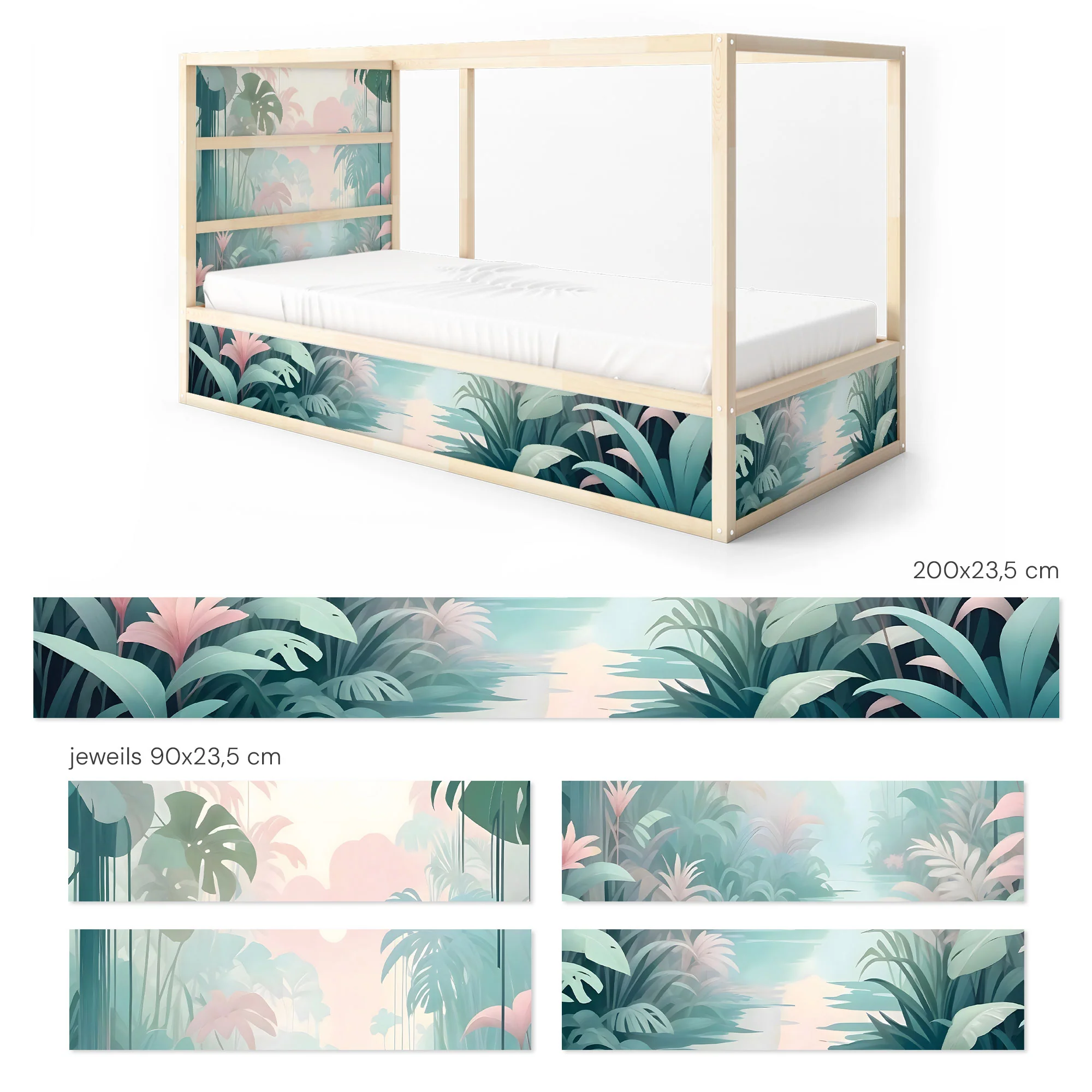 Bettaufkleber Set für IKEA Kura - Dschungel Pastell - Image 9